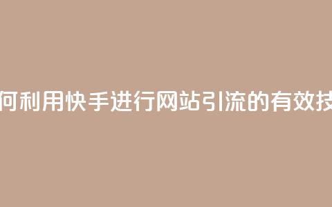 如何利用快手进行网站引流的有效技巧 第1张 如何利用快手进行网站引流的有效技巧 第1张