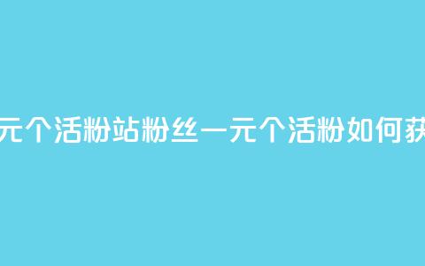b站粉丝一元1000个活粉 - B站粉丝一元1000个活粉，如何获取？!  第1张