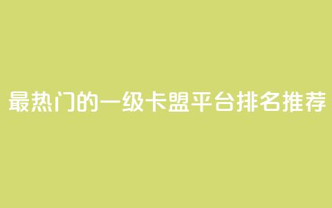 最热门的一级卡盟平台排名推荐 第1张 最热门的一级卡盟平台排名推荐 第1张