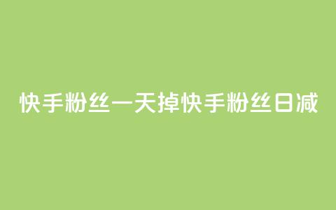 快手粉丝一天掉500(快手粉丝日减500) 第1张 快手粉丝一天掉500(快手粉丝日减500) 第1张