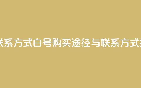 dy白号购买联系方式 - DY白号购买途径与联系方式揭秘! 第1张 dy白号购买联系方式 - DY白号购买途径与联系方式揭秘! 第1张
