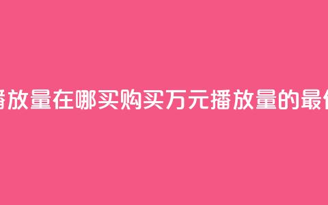 1块钱1w播放量在哪买(“购买1万元播放量的最佳选择”) 第1张 1块钱1w播放量在哪买(“购买1万元播放量的最佳选择”) 第1张