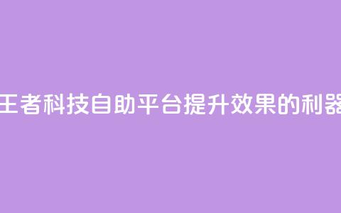 王者科技自助平台:提升SEO效果的利器 第1张 王者科技自助平台:提升SEO效果的利器 第1张