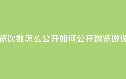 qq说说下面浏览次数怎么公开(如何公开浏览QQ说说的浏览次数) 第1张 qq说说下面浏览次数怎么公开(如何公开浏览QQ说说的浏览次数) 第1张