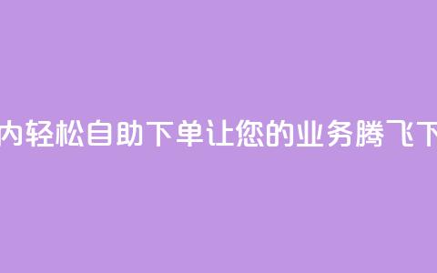 24小时内轻松自助下单，让您的业务腾飞  第1张