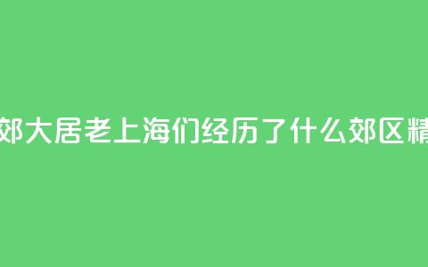 生活在市郊大居,“老上海”们经历了什么?_郊区精细化治理③ 第1张 生活在市郊大居,“老上海”们经历了什么?_郊区精细化治理③ 第1张