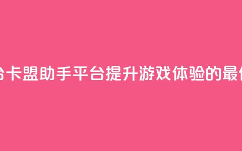 卡盟辅助平台 - 卡盟助手平台:提升游戏体验的最佳选择~ 第1张 卡盟辅助平台 - 卡盟助手平台:提升游戏体验的最佳选择~ 第1张