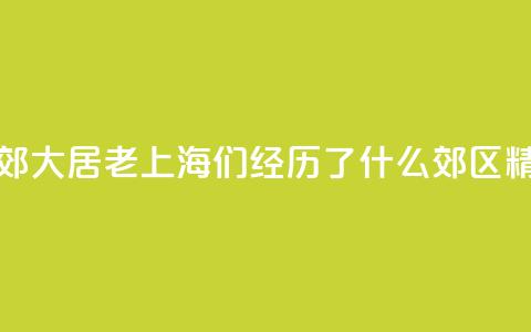 生活在市郊大居,“老上海”们经历了什么?_郊区精细化治理③ 第1张 生活在市郊大居,“老上海”们经历了什么?_郊区精细化治理③ 第1张
