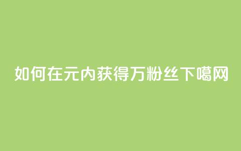 如何在1元内获得3万粉丝? 第1张 如何在1元内获得3万粉丝? 第1张