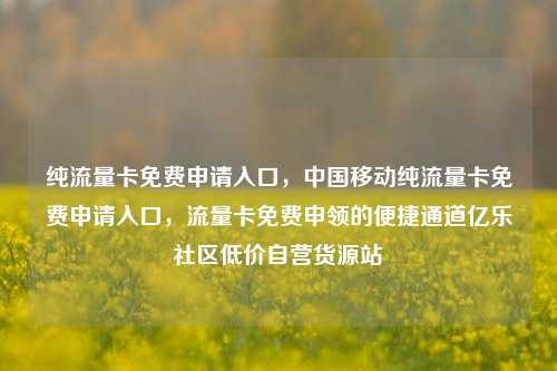 纯流量卡免费申请入口	，中国移动纯流量卡免费申请入口，流量卡免费申领的便捷通道亿乐社区低价自营货源站  第1张