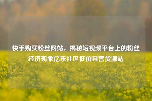快手购买粉丝网站，揭秘短视频平台上的粉丝经济现象亿乐社区低价自营货源站  第1张