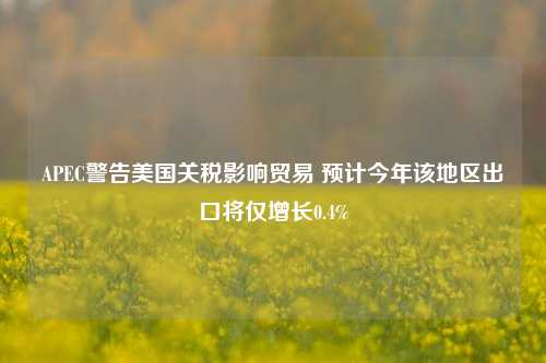 APEC警告美国关税影响贸易 预计今年该地区出口将仅增长0.4%  第1张