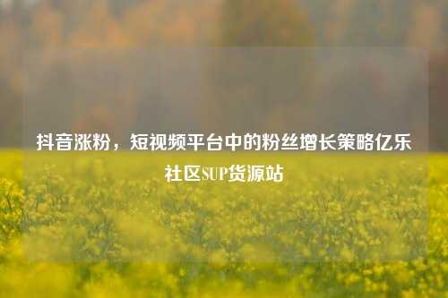 抖音涨粉	，短视频平台中的粉丝增长策略亿乐社区SUP货源站  第1张