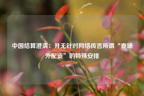 中国结算澄清：并无针对网络传言所谓“查场外配资”的特殊安排  第1张