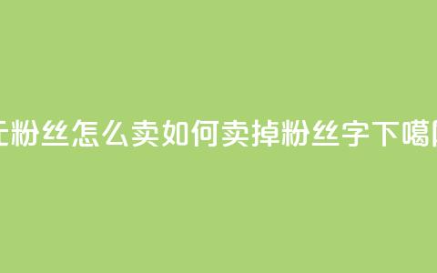 1元3000粉丝怎么卖(如何卖掉3000粉丝(16字)) 第1张 1元3000粉丝怎么卖(如何卖掉3000粉丝(16字)) 第1张