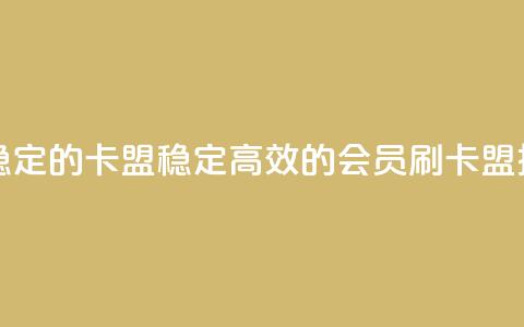刷会员最稳定的卡盟 - 稳定高效的会员刷卡盟推荐。  第1张