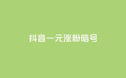 抖音一元涨粉1000暗号 - 抖音一元获取1000粉丝的秘诀揭秘~  第1张