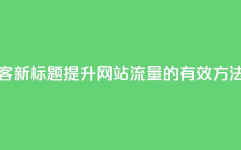 空间访客(新标题:提升网站流量的有效方法) 第1张 空间访客(新标题:提升网站流量的有效方法) 第1张