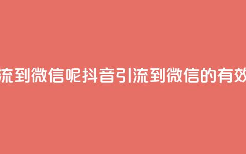 抖音怎么引流到微信呢(抖音引流到微信的有效方法)  第1张