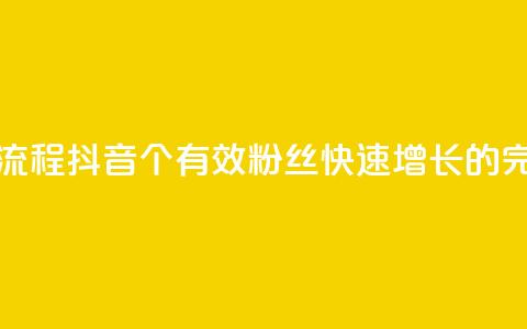 抖音500有效粉快速长流程 - 抖音500个有效粉丝快速增长的完整步骤解密!  第1张