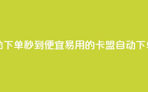 卡盟低价自助下单秒到(便宜易用的卡盟自动下单服务)  第1张