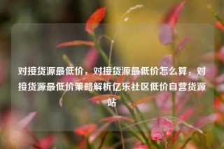 对接货源最低价，对接货源最低价怎么算，对接货源最低价策略解析亿乐社区低价自营货源站
