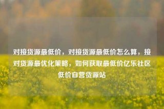 对接货源最低价，对接货源最低价怎么算，接对货源最优化策略，如何获取最低价亿乐社区低价自营货源站