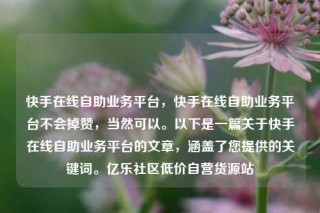 快手在线自助业务平台，快手在线自助业务平台不会掉赞，当然可以。以下是一篇关于快手在线自助业务平台的文章，涵盖了您提供的关键词。亿乐社区低价自营货源站