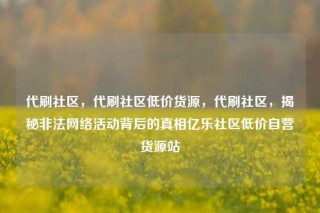 代刷社区，代刷社区低价货源，代刷社区，揭秘非法网络活动背后的真相亿乐社区低价自营货源站