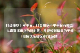抖音播放下单平台，抖音播放下单平台有哪些，抖音直播带货的新时代，从视频到销售的无缝衔接亿乐社区SUP货源站