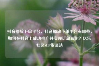 抖音播放下单平台，抖音播放下单平台有哪些，如何在抖音上成功推广并实现订单转化？亿乐社区SUP货源站