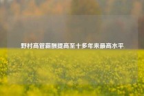 野村高管薪酬提高至十多年来最高水平