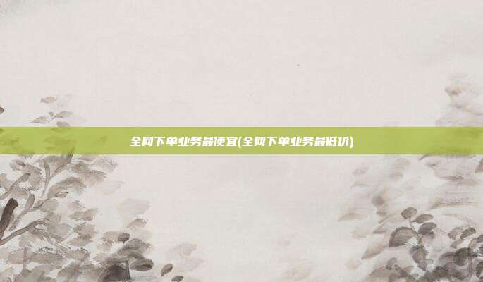 全网下单业务最便宜(全网下单业务最低价)  第1张