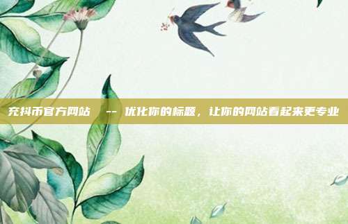 充抖币官方网站  -- 优化你的标题	，让你的网站看起来更专业 第1张