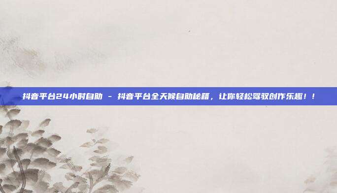 抖音平台24小时自助 - 抖音平台全天候自助秘籍	，让你轻松驾驭创作乐趣！!  第1张