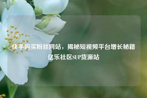 快手购买粉丝网站，揭秘短视频平台增长秘籍亿乐社区SUP货源站  第1张
