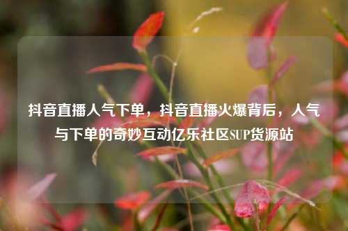 抖音直播人气下单	，抖音直播火爆背后，人气与下单的奇妙互动亿乐社区SUP货源站  第1张