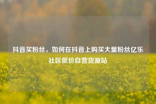 抖音买粉丝	，如何在抖音上购买大量粉丝亿乐社区低价自营货源站  第1张