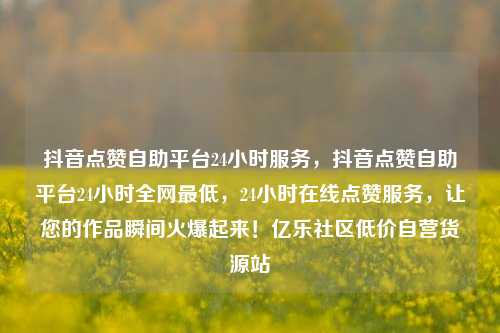 抖音点赞自助平台24小时服务，抖音点赞自助平台24小时全网最低，24小时在线点赞服务	，让您的作品瞬间火爆起来！亿乐社区低价自营货源站  第1张