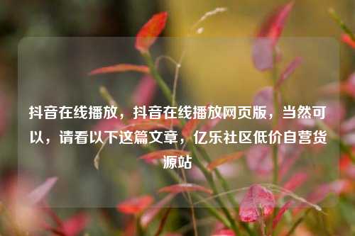 抖音在线播放	，抖音在线播放网页版，当然可以，请看以下这篇文章	，亿乐社区低价自营货源站  第1张