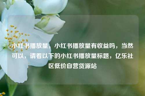 小红书播放量，小红书播放量有收益吗	，当然可以，请看以下的小红书播放量标题，亿乐社区低价自营货源站  第1张