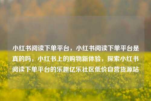 小红书阅读下单平台	，小红书阅读下单平台是真的吗，小红书上的购物新体验，探索小红书阅读下单平台的乐趣亿乐社区低价自营货源站  第1张