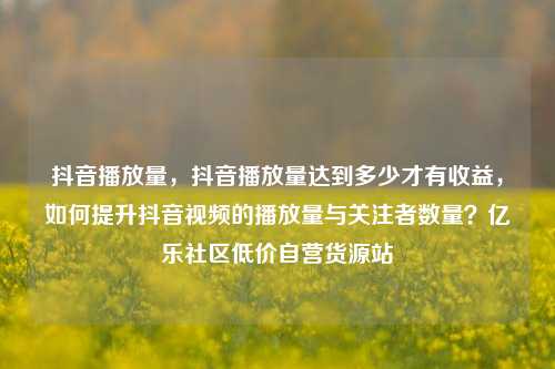 抖音播放量，抖音播放量达到多少才有收益，如何提升抖音视频的播放量与关注者数量？亿乐社区低价自营货源站  第1张