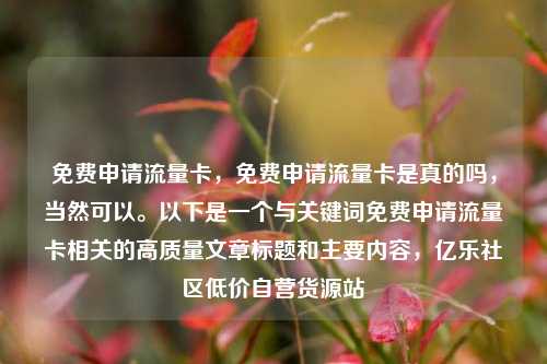 免费申请流量卡	，免费申请流量卡是真的吗，当然可以。以下是一个与关键词免费申请流量卡相关的高质量文章标题和主要内容，亿乐社区低价自营货源站  第1张