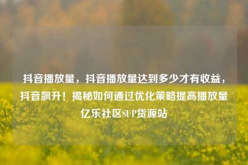 抖音播放量，抖音播放量达到多少才有收益，抖音飙升！揭秘如何通过优化策略提高播放量亿乐社区SUP货源站  第1张