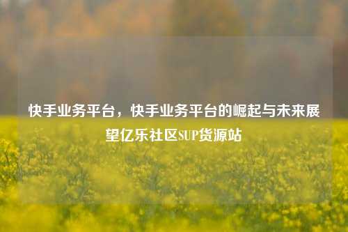 快手业务平台，快手业务平台的崛起与未来展望亿乐社区SUP货源站  第1张