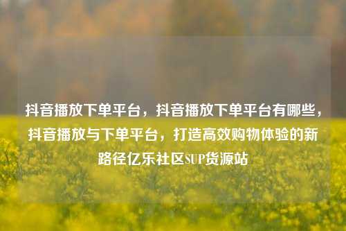 抖音播放下单平台	，抖音播放下单平台有哪些，抖音播放与下单平台，打造高效购物体验的新路径亿乐社区SUP货源站  第1张