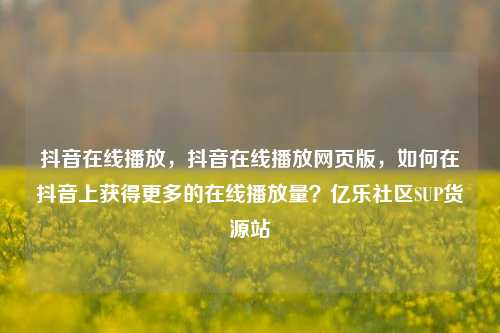 抖音在线播放，抖音在线播放网页版，如何在抖音上获得更多的在线播放量？亿乐社区SUP货源站  第1张